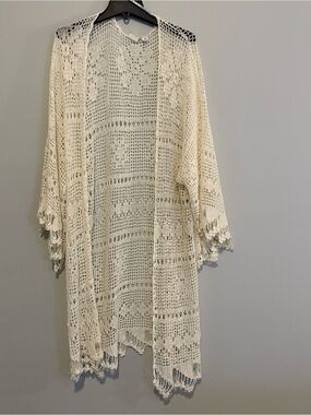 Somedays Lovin Cream Open Crochet Kimono